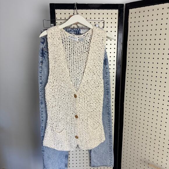 Vintage Liz Claiborne Hand-Knit Vest Neutral 90s Boho Women’s S - Picture 1 of 6
